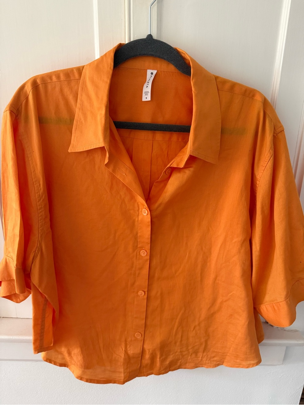 Athleta Orange Women's Button-Front Shirt